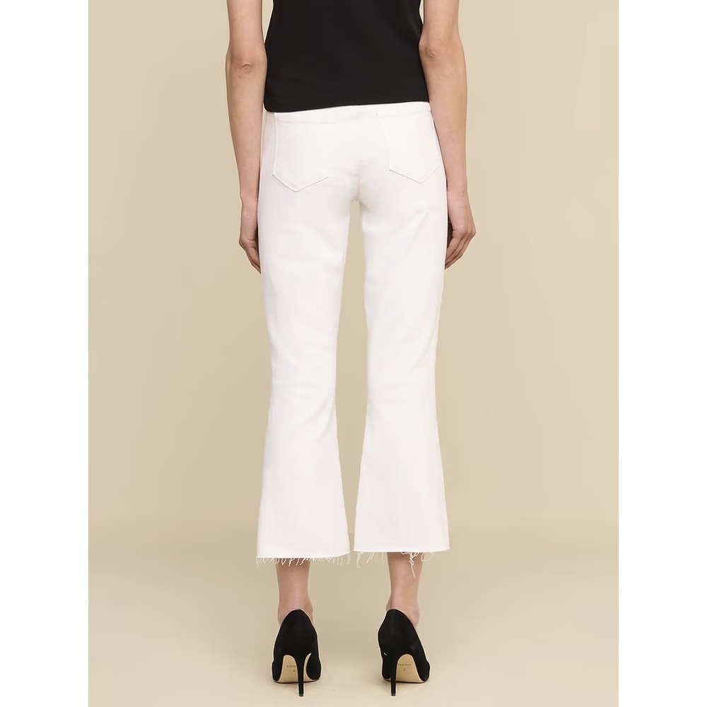 L'Agence Kendra Cropped Flare Jeans High Rise White Frayed Hem Denim Size 27 - Picture 6 of 16